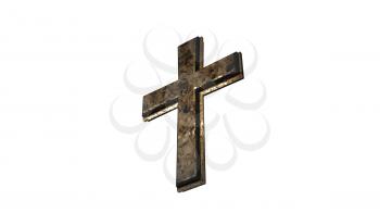 Christian Cross Isolated on White Background 3D Rendering