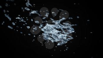 Watersplash On Black Background 3D Rendering