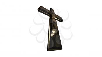 Christian Cross Isolated on White Background 3D Rendering