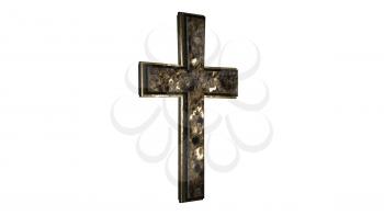 Christian Cross Isolated on White Background 3D Rendering