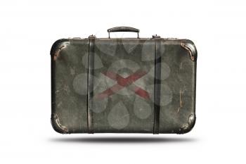 Travel Vintage Leather Suitcase With Flag Of Northern Ireland Isolated On White Background