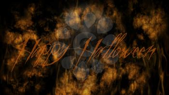 Happy Halloween. Human Skull With Smoke And Fire 3D Rendering