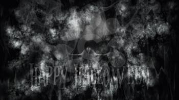 Happy Halloween. Human Skull With Smoke And Fire 3D Rendering