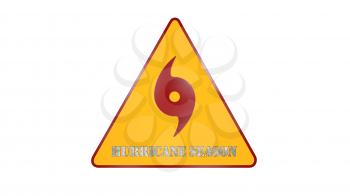 Hurricane Warning Road Sign Isolated On White Background 3D Rendering