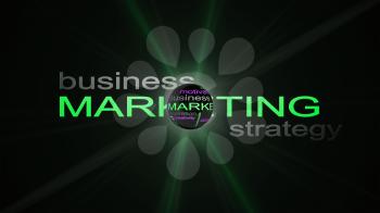 Marketing Business Strategy Word Cloud Text Concept With Sphere 3D Rendering