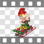 Elf riding sled downhill