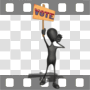 Stick man holding vote sign