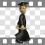 Graduate walking with diploma