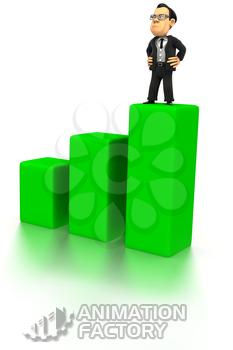 Businessman standing atop graph