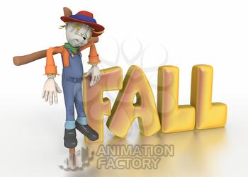 Scarecrow next to fall text