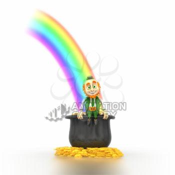 Leprechaun on pot of gold