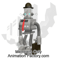 Robot businessman with hat and briefcase