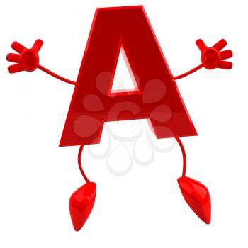 Royalty Free 3d Clipart Image of the Letter A Jumping in the Air