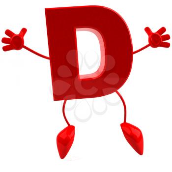 Royalty Free 3d Clipart Image of the Letter D Jumping