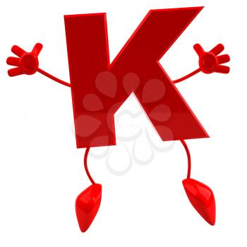 Royalty Free 3d Clipart Image of the Letter K Jumping