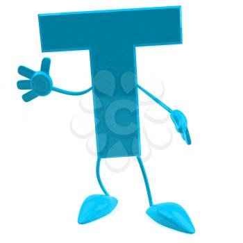 Royalty Free 3d Clipart Image of the Letter T Waving