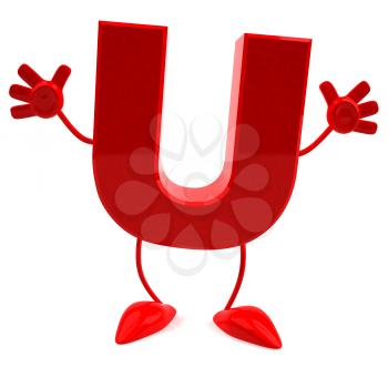 Royalty Free 3d Clipart Image of the Letter U Jumping
