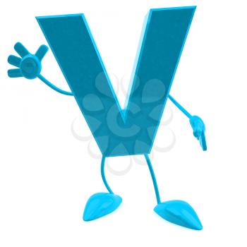Royalty Free 3d Clipart Image of the Letter V Waving