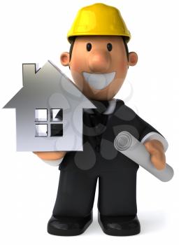 Royalty Free Clipart Image of an Architect With a House