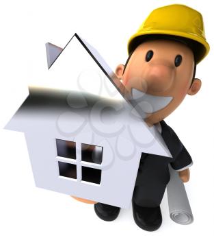 Royalty Free Clipart Image of an Architect With a House
