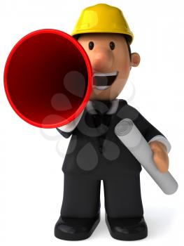 Royalty Free Clipart Image of an Architect With a Bullhorn