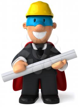 Royalty Free Clipart Image of an Superhero Architect