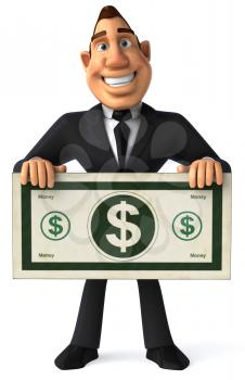Royalty Free Clipart Image of Business Man Holding a Dollar Bill
