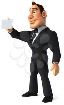 Royalty Free Clipart Image of a Business Suit Man With a Card