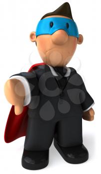 Royalty Free Clipart Image of a Superhero Businessman Giving a Thumbs Down