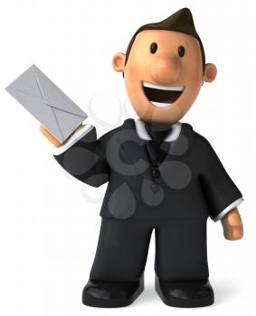 Royalty Free Clipart Image of a Businessman Holding a Letter