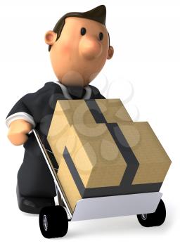 Royalty Free Clipart Image of a Businessman Moving Packages