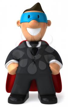 Royalty Free Clipart Image of a Business Man With a Superhero Red Cape and Blue Mask