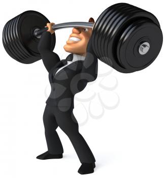 Royalty Free Clipart Image of a Businessman Lifting Weights