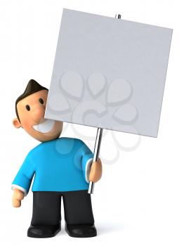 Royalty Free Clipart Image of a Man With a Placard