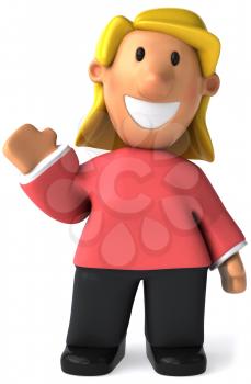 Royalty Free Clipart Image of a Woman Waving