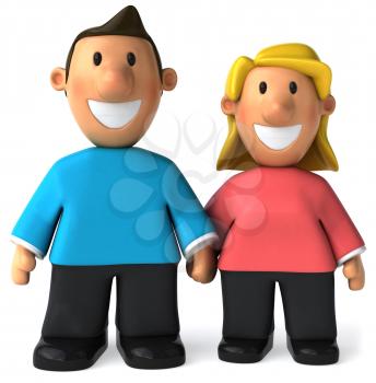 Royalty Free Clipart Image of a Happy Couple Holding Hands