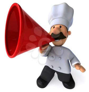 Royalty Free Clipart Image of a Chef With a Megaphone