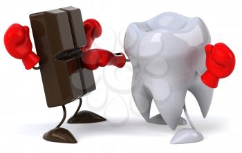 Royalty Free Clipart Image of Chocolate Boxing With a Tooth