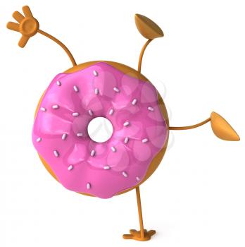 Royalty Free Clipart Image of a Pink Glazed Doughnut