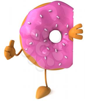 Royalty Free Clipart Image of a Pink Covered Doughnut