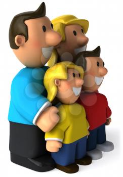 Royalty Free Clipart Image of a Family Looking to the Left