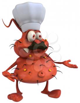 Royalty Free Clipart Image of a Germ in a Chef's Hat