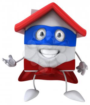 Royalty Free Clipart Image of a Superhero House