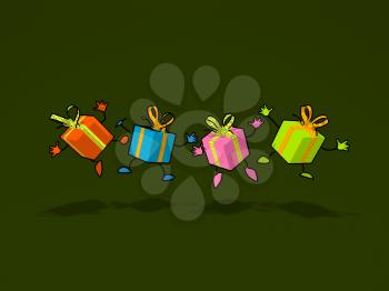 Royalty Free Clipart Image of a Group of Happy Presents