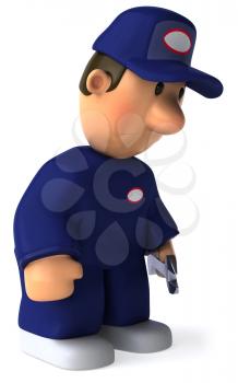Royalty Free Clipart Image of a Dejected Mechanic