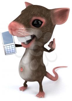 Royalty Free Clipart Image of a Mouse With a Phone