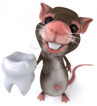 Royalty Free Clipart Image of a Mouse With a Tooth