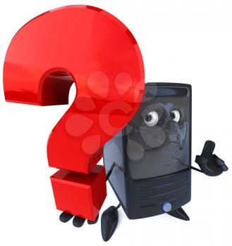 Royalty Free Clipart Image of a Computer With a Question