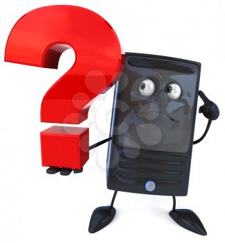 Royalty Free Clipart Image of a Cellphone With a Question Mark