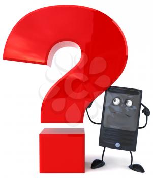 Royalty Free Clipart Image of a Cellphone With a Question Mark